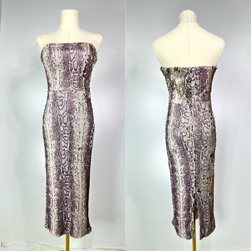 Dress the Population Strapless Sequin Snake-Print Midi Dress Size XXS .Mob Wife. - Picture 2 of 15